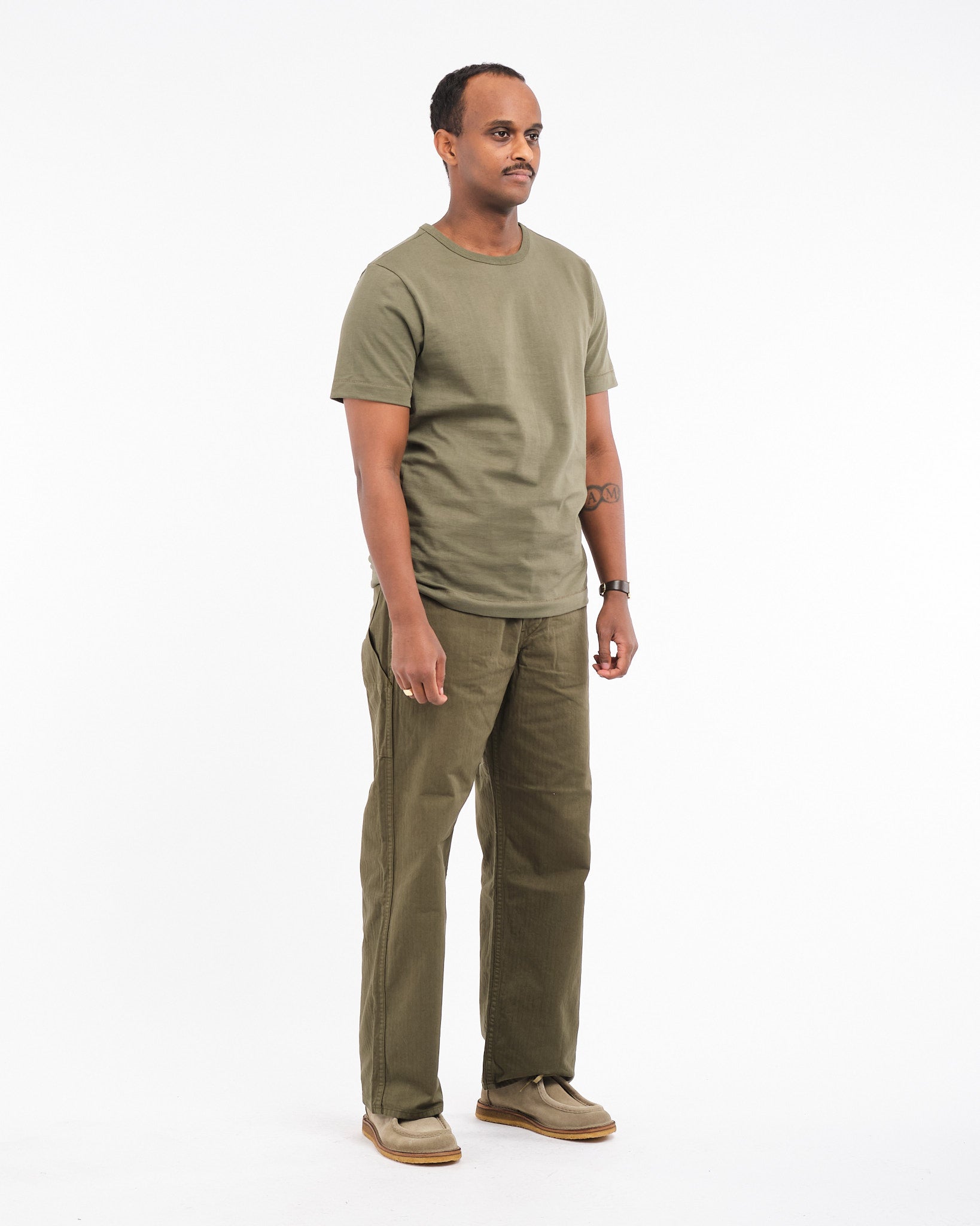 215 men's loopwheeled T-shirt 40 army - Meadow