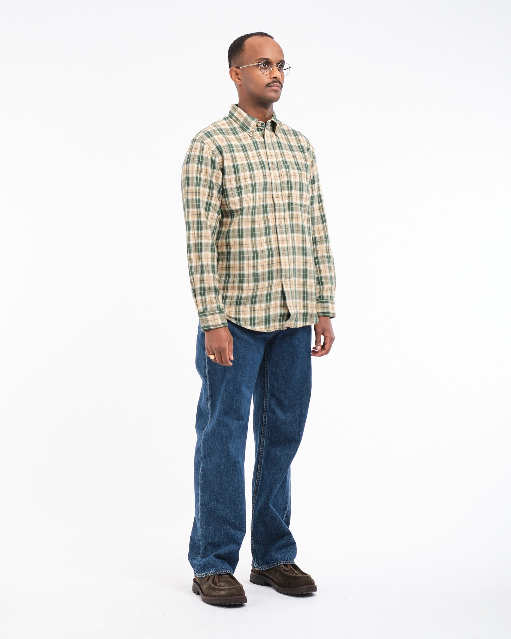 Julian Farmers Check Shirt Racing Green - Meadow