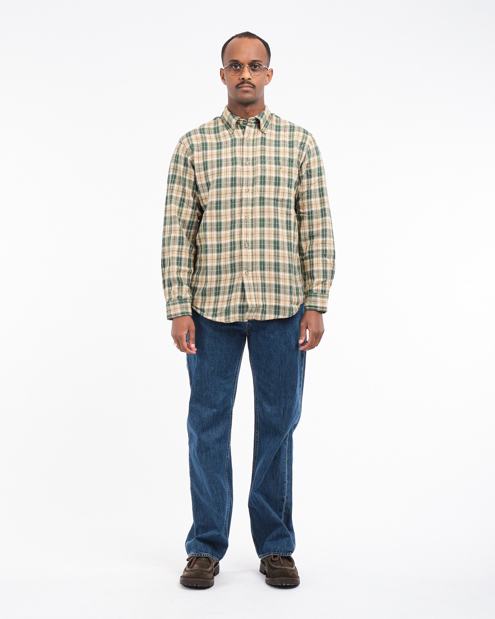 Julian Farmers Check Shirt Racing Green - Meadow