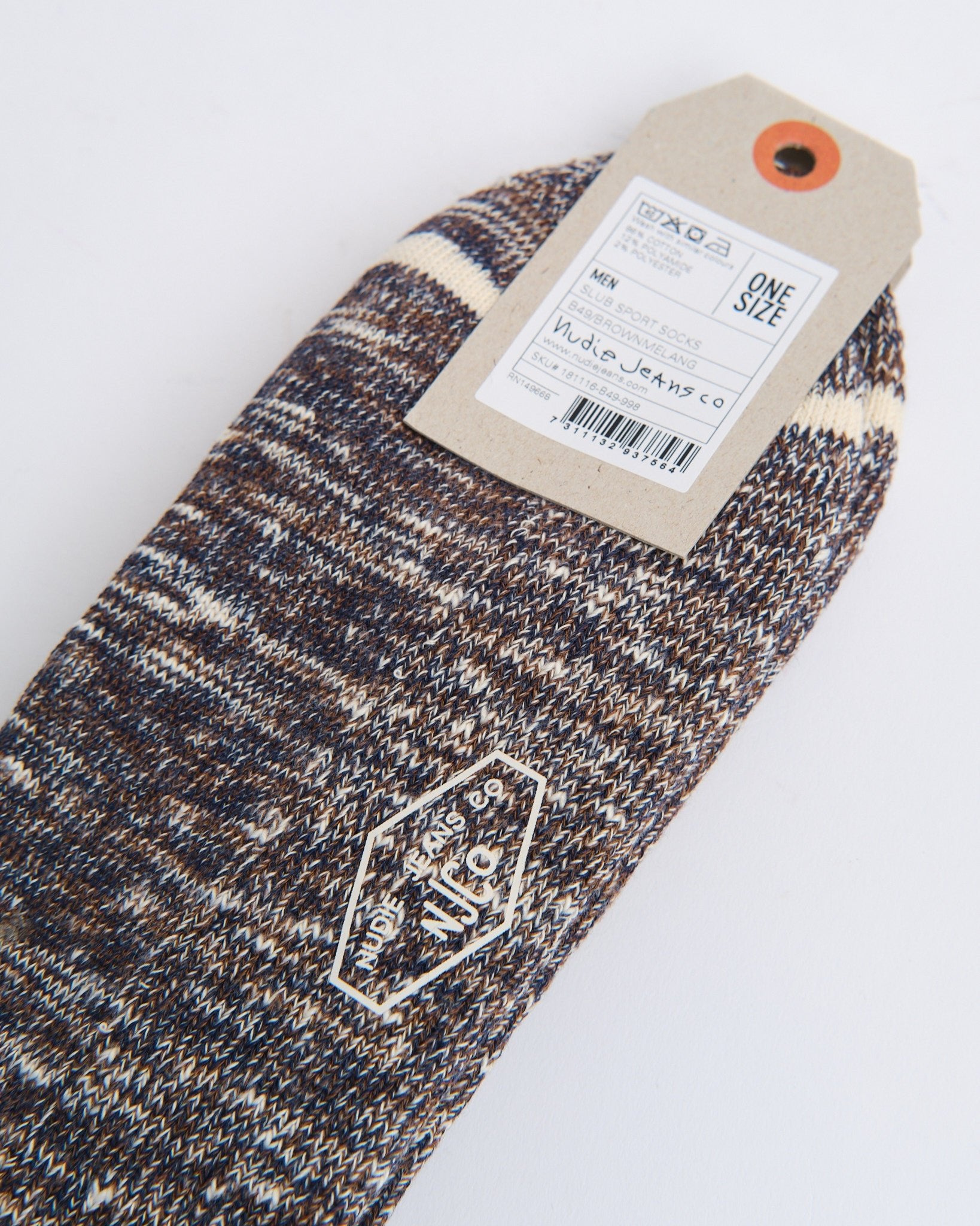 Men Slub Sport Socks Brownmelange - Meadow