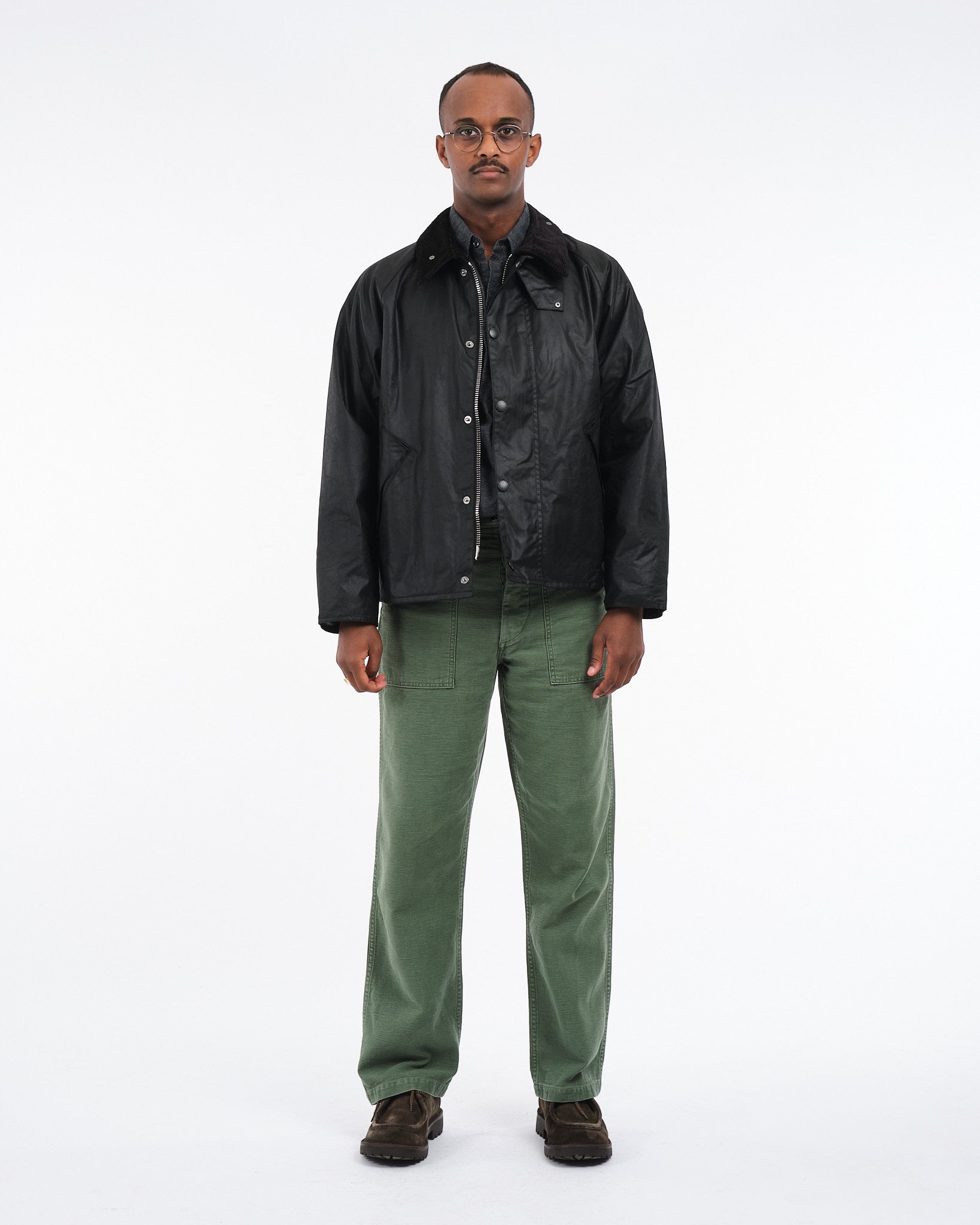 OS Transport Wax Jacket Black - Meadow