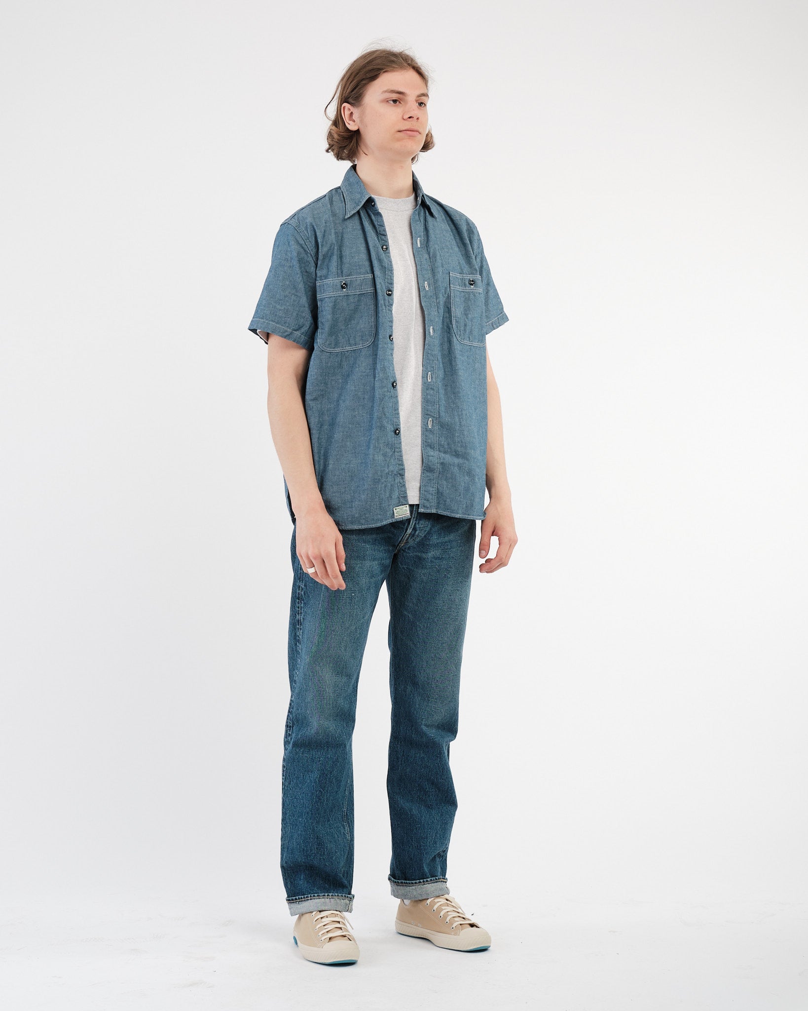 SHORT SLEEVE CHAMBRAY WORK SHIRT - Meadow