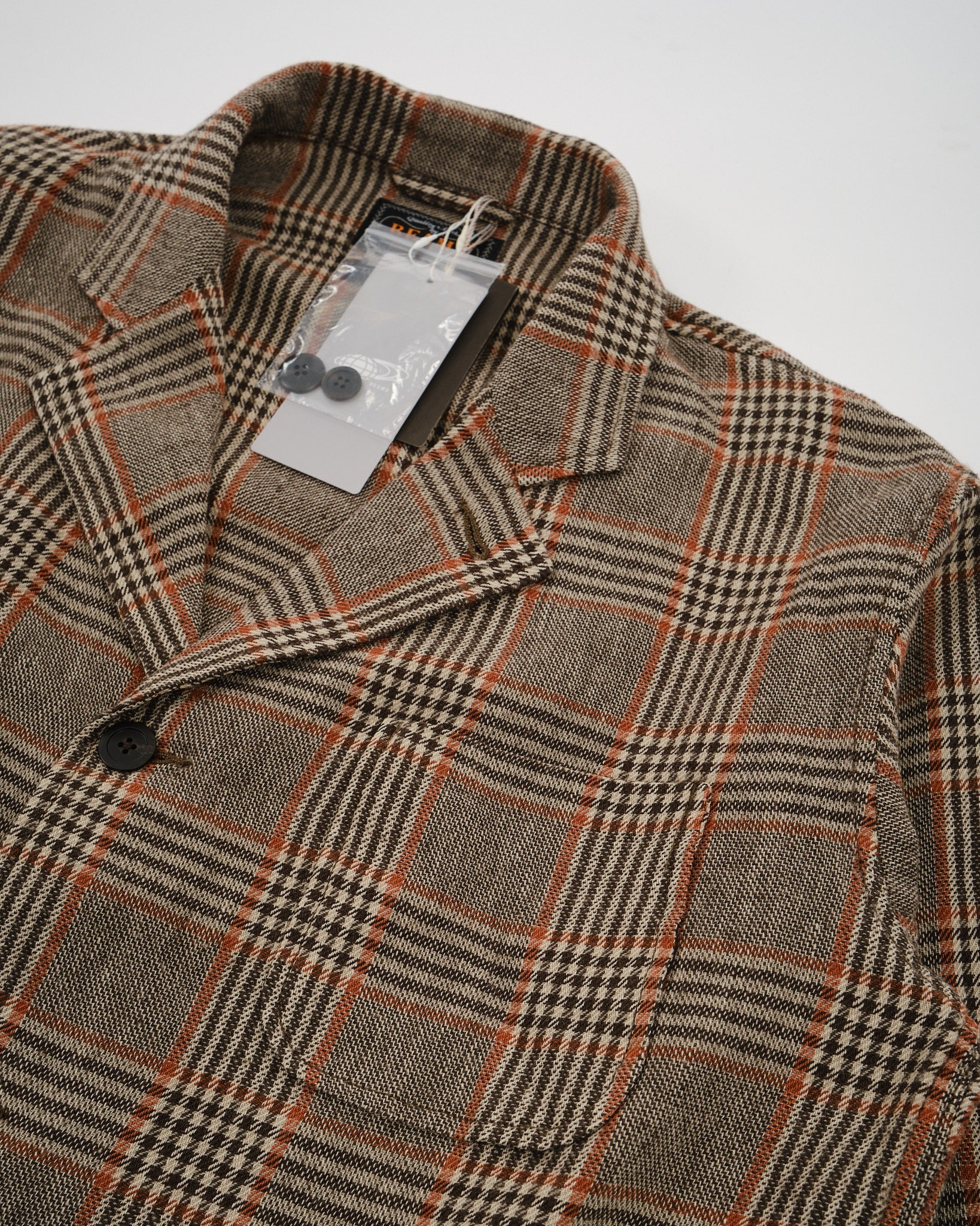 4B Cuffs Jacket Wool Linen Cotton Glen Plaid - Meadow