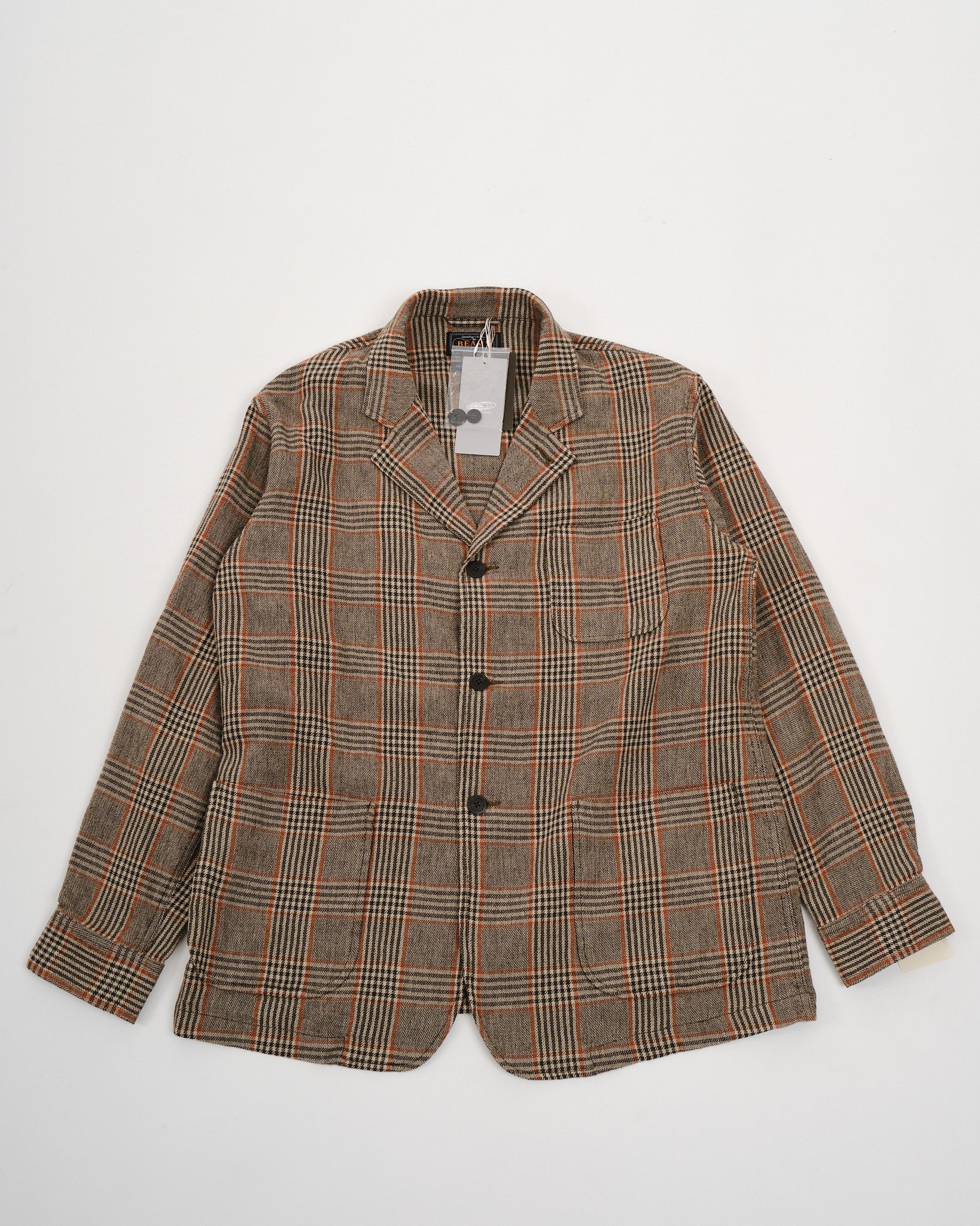 4B Cuffs Jacket Wool Linen Cotton Glen Plaid - Meadow