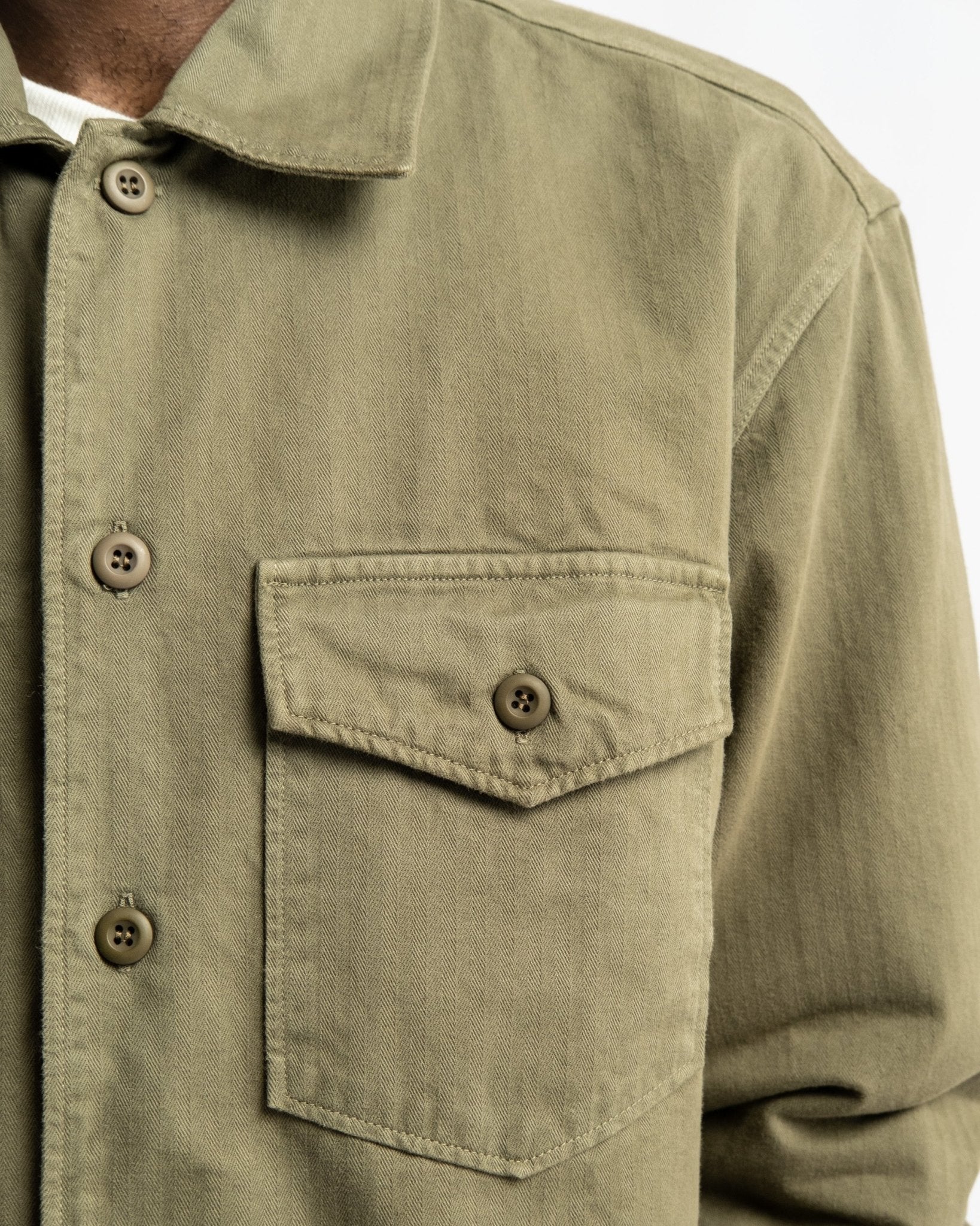 Fatigue Shirt Herringbone Twill Military - Meadow